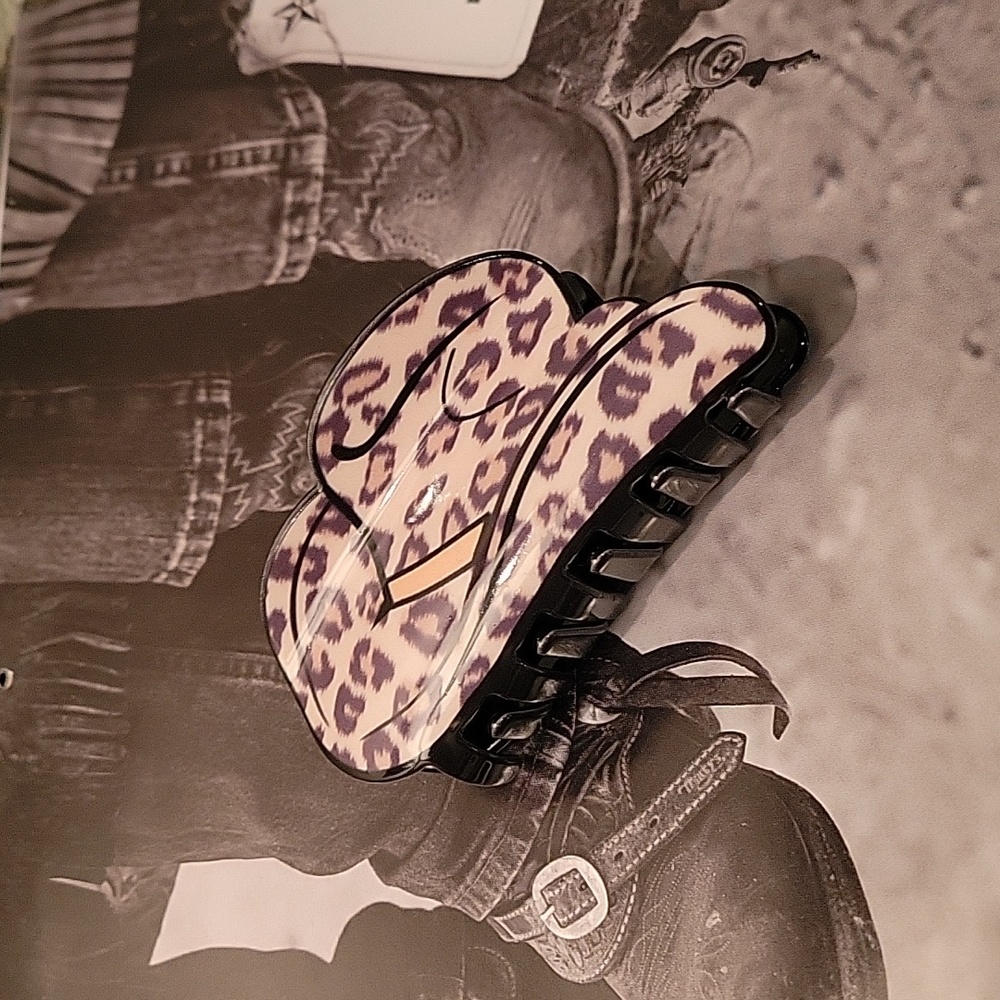 Cowboy Hat Claw Hair Clip / Leopard